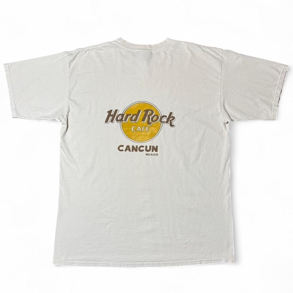 Vintage 90s White Hard Rock Cafe Cancun Mexico Graphic Beach Surf T-shirt
